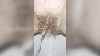 Sensual Slow Motion Piss by Mega Hairy Pussy Up Close