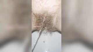 Sensual Slow Motion Piss by Mega Hairy Pussy Up Close