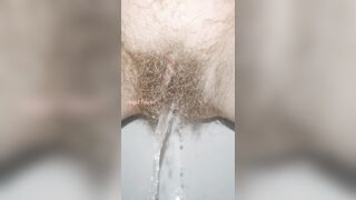 Sensual Slow Motion Piss by Mega Hairy Pussy Up Close