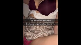 Cheating college girl fucked roughly in student dorm on Snapchat