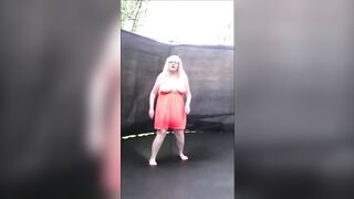 Fat Wife On Trampoline