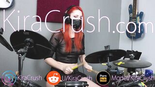 Cute Rave Girl Plays Drums In Mesh Top (Twenty One Pilots - Message Man)