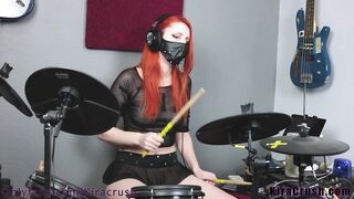 Cute Rave Girl Plays Drums In Mesh Top (Twenty One Pilots - Message Man)