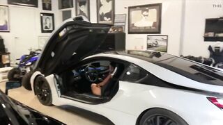 Exotic Cars, Exotic Girl. Bonnie Rizin' at Home with Bmw I8 & Lamborghinis