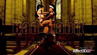 3D Futanari Nuns fucking in a church