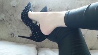 Admire my feet as I dangle my high heels