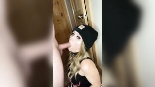 Blonde Leashed Girl gives Blowjob. (Full Video on my Onlyfans Feed Link in Comments)